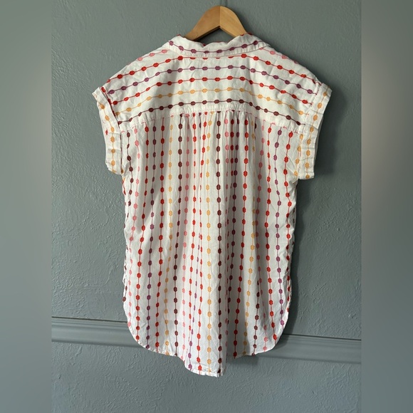 Loft | Embroidered Short Sleeve Colorful Button Down | M 🌸👕 - Picture 5 of 10